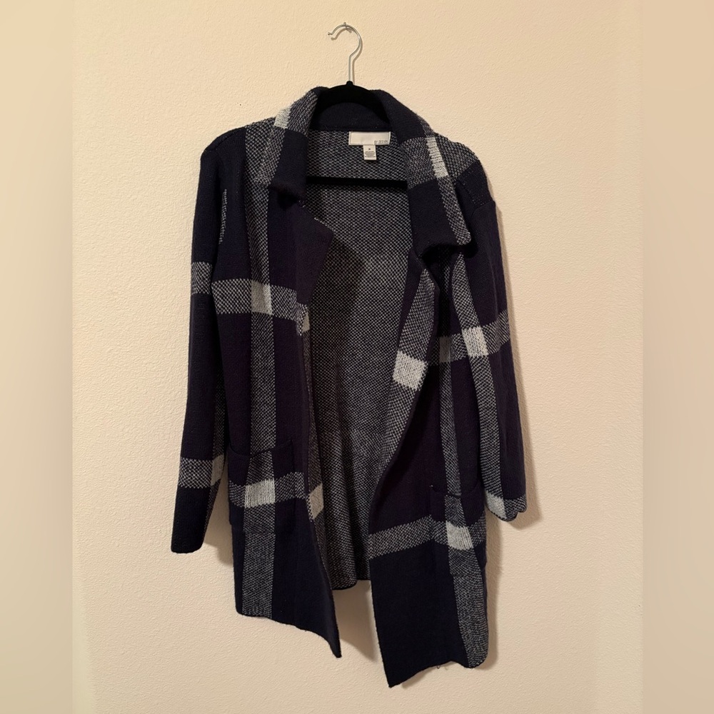 Plaid Open Front Cardigan Sweater